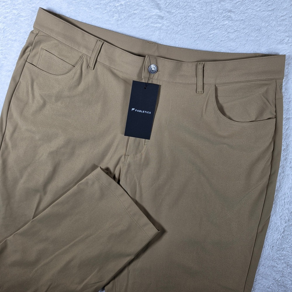 NEW Fabletics Only-Way Pant Mens 36x30 Beige Stretch Performance Chino Active